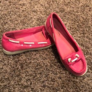 Pink sparkly slide ons